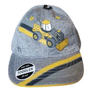 John Deere Grey / Yellow Bulldozer Elastic Hat Cap Youth Toddler One Size NEW